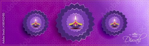 Vector greeting of Happy Diwali, Dipawali, Indian festival, festival of lights, diya lamp, oil lam, colorful geometrical background.