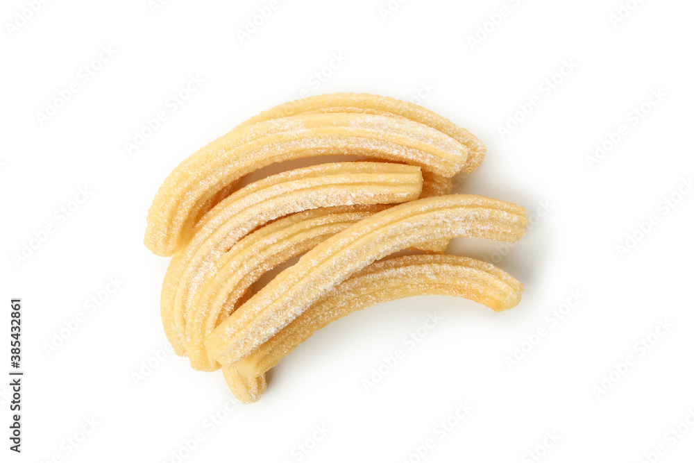 Tasty sweet churros isolated on white background Tasty sweet churros isolated on white background