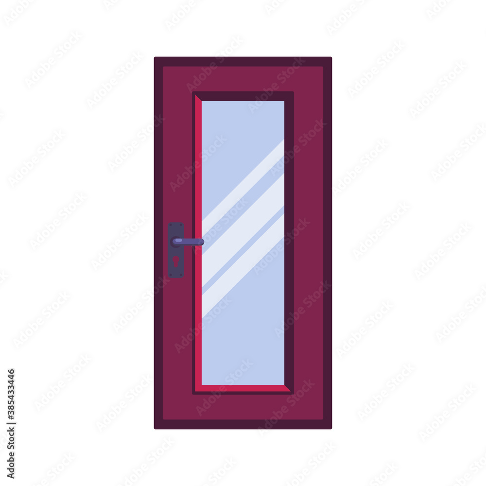 Glass door flat icon, vector sign, red door with glass colorful pictogram isolated on white. Symbol, logo illustration. Flat style design Glass door flat icon, vector sign, red door with glass colorful pictogram isolated on white. Symbol, logo illustration. Flat style design