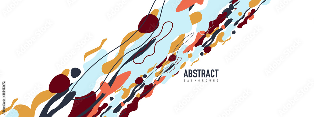 Naklejka premium Trendy liquid style shapes abstract design, dynamic vector background for placards, brochures, posters, web landing pages, covers or banners