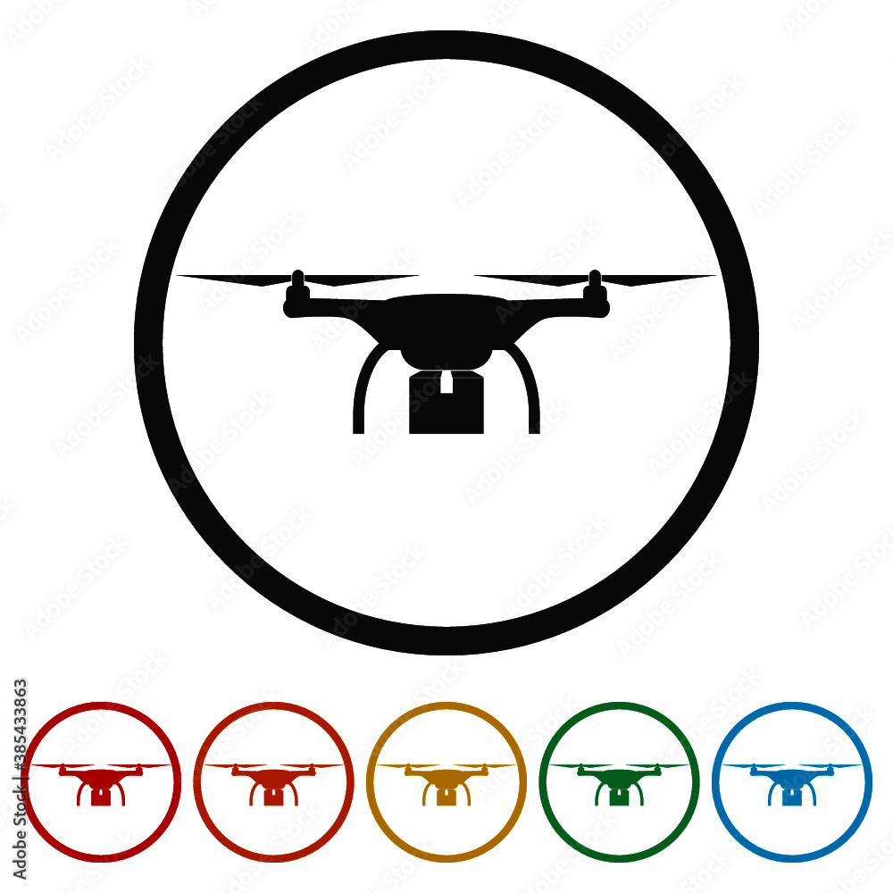 Drone delivery ring icon, color set Drone delivery ring icon, color set
