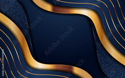 Luxury navy blue background combine with golden lines element.