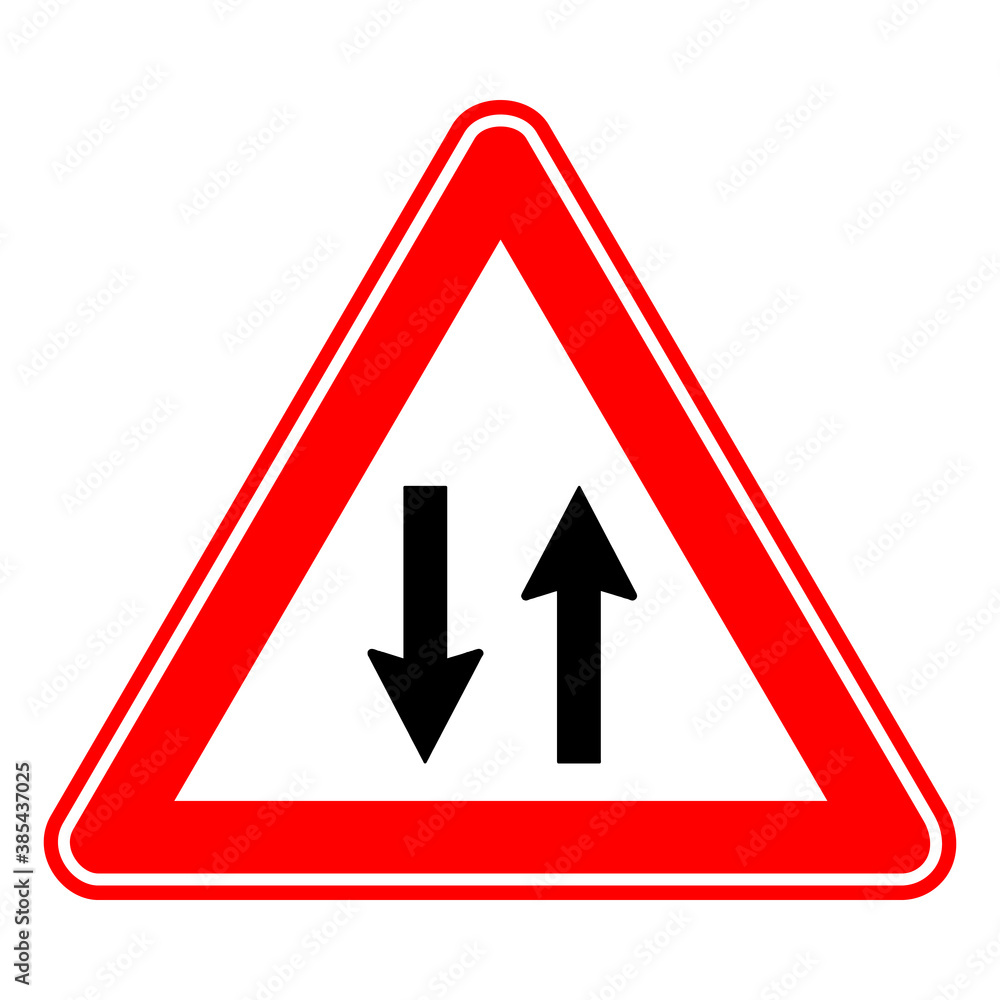 Traffic, road sign. two-way traffic sign Traffic, road sign. two-way traffic sign