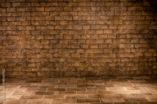 Background image with Brick wall and wooden floor
