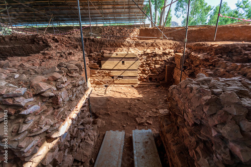 Temple of Yeha. Grat Beal Gebri is ruined complex in Yeha, with a graveyard containing several rock-hewn shaft tombs of the early 1st Millennium BC. Ethio-Sabaean Kingdom of Diamat. Ethiopia Africa photo