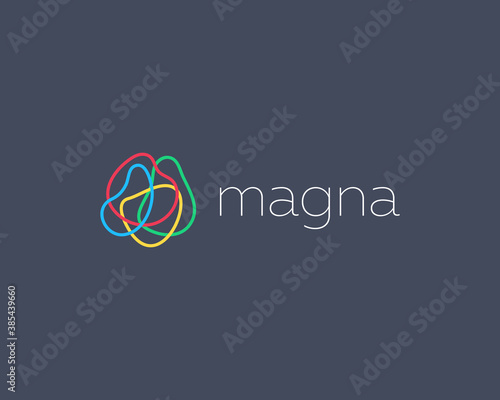 Quadro em tela Abstract colorful waves paths threads logo icon design abstract modern minimal style illustration