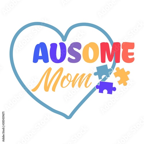 Autism symbol, logo or icon in puzzle shape, colorful isolated on white background. Autism awareness, tolerance concept. Vector illustration