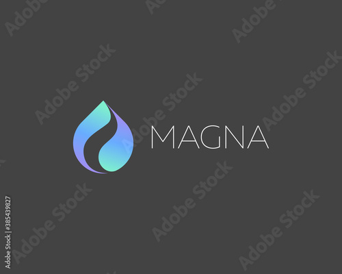 Gradient waterdrop logo icon design abstract modern minimal style illustration. Creative water sea ocean vector sign symbol logotype isolated on dark background.