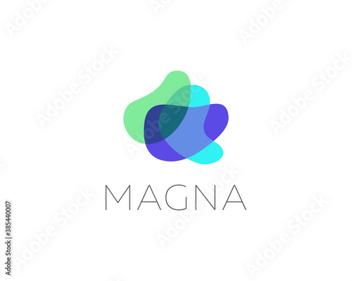 Abstract colorful waves areas petals logo icon design abstract modern minimal style illustration. Overlay overlap petals vector emblem sign symbol mark logotype in white background.