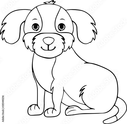 Vector cartoon dog.Cute little dog character  hand drawn vector illustration.Educational Game for Kids.Can be used for t-shirt print  kids wear  baby shower  nursery.