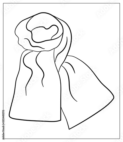 Neck scarf linear icon. Cold weather cloth. Winter garment. Common cold aid. Vector isolated outline drawing