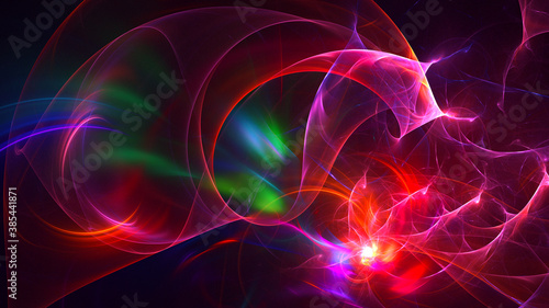 3D rendering abstract multicolor fractal light background