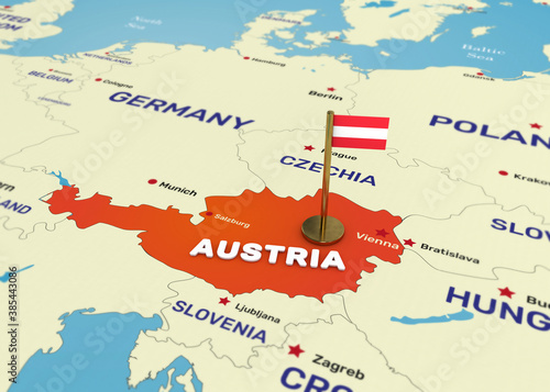 Austria Map and Flag