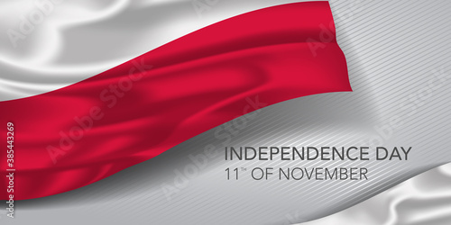 Poland happy independence day greeting card, banner with template text vector illustration