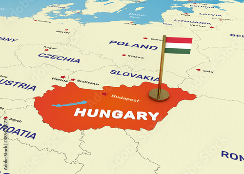 Hungary Map and Flag