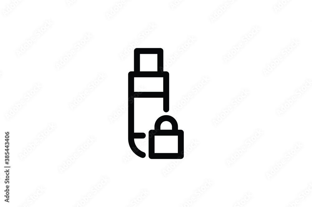 Antivirus Outline Icon - Locked Flashdisk Antivirus Outline Icon - Locked Flashdisk