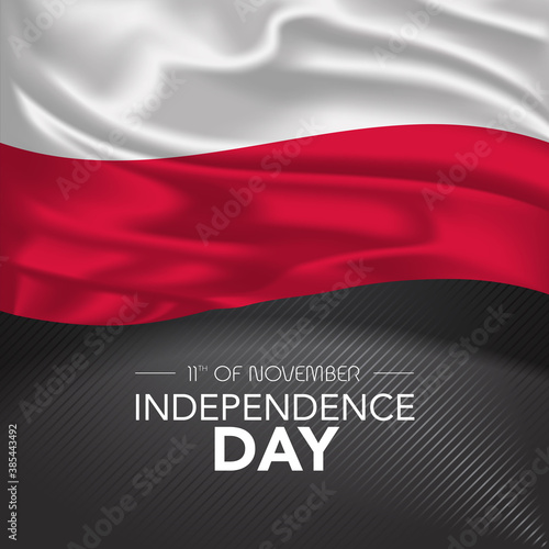 Poland happy independence day greeting card, banner, vector illustration