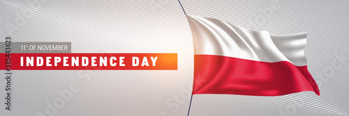 Poland happy independence day greeting card, banner vector illustration
