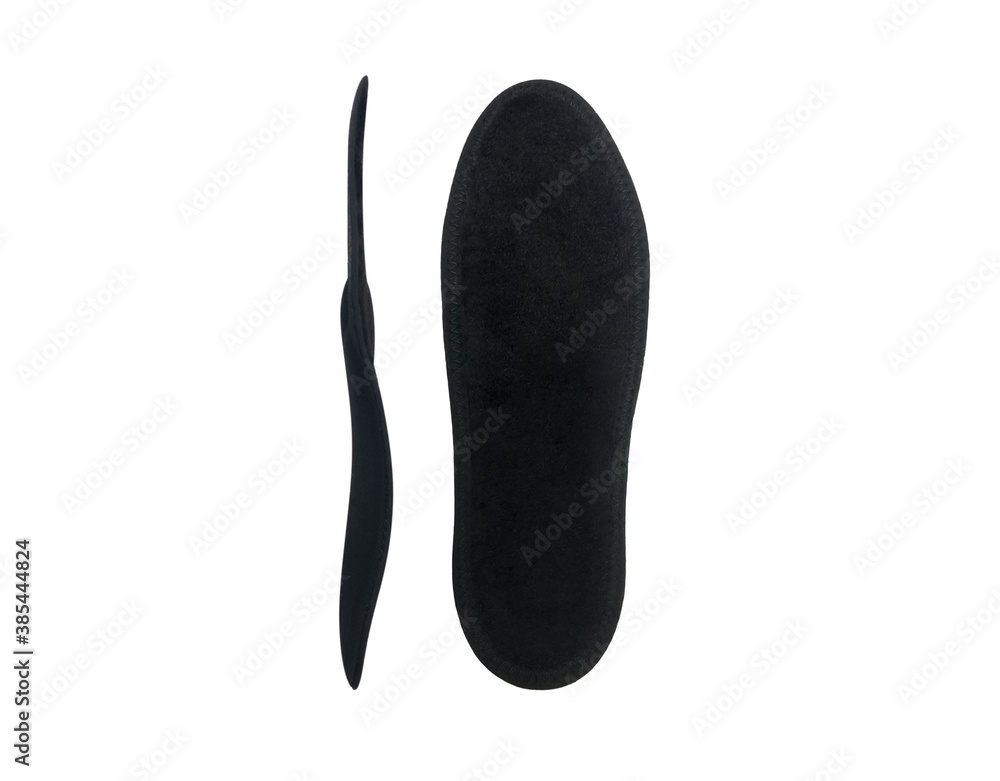 Isolated orthopedic insole on a white background. Treatment and prevention of flat feet and foot diseases. Foot care, comfort for the feet. Wear comfortable shoes. Medical insoles. Isolated orthopedic insole on a white background. Treatment and prevention of flat feet and foot diseases. Foot care, comfort for the feet. Wear comfortable shoes. Medical insoles.