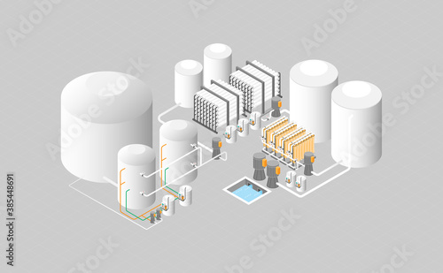 Demineralised water treament plant isometric graphic photo
