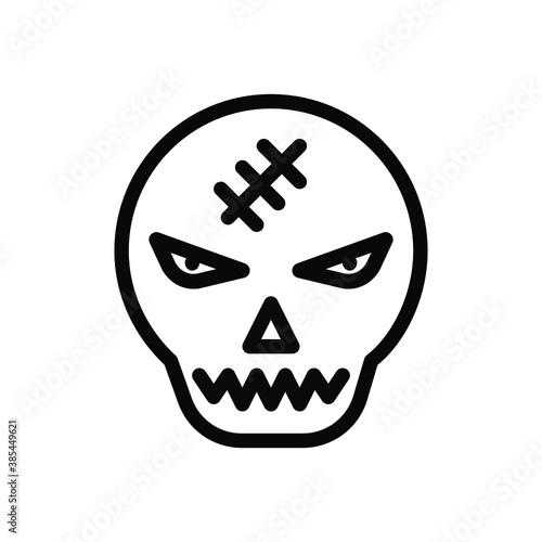 Skull  line icon. Cute and scary skull  Halloween party vector design concept  Isolated on white background. editable stroke 
