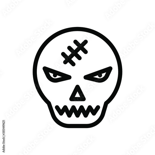 Skull  line icon. Cute and scary skull, Halloween party vector design concept, Isolated on white background. editable stroke 