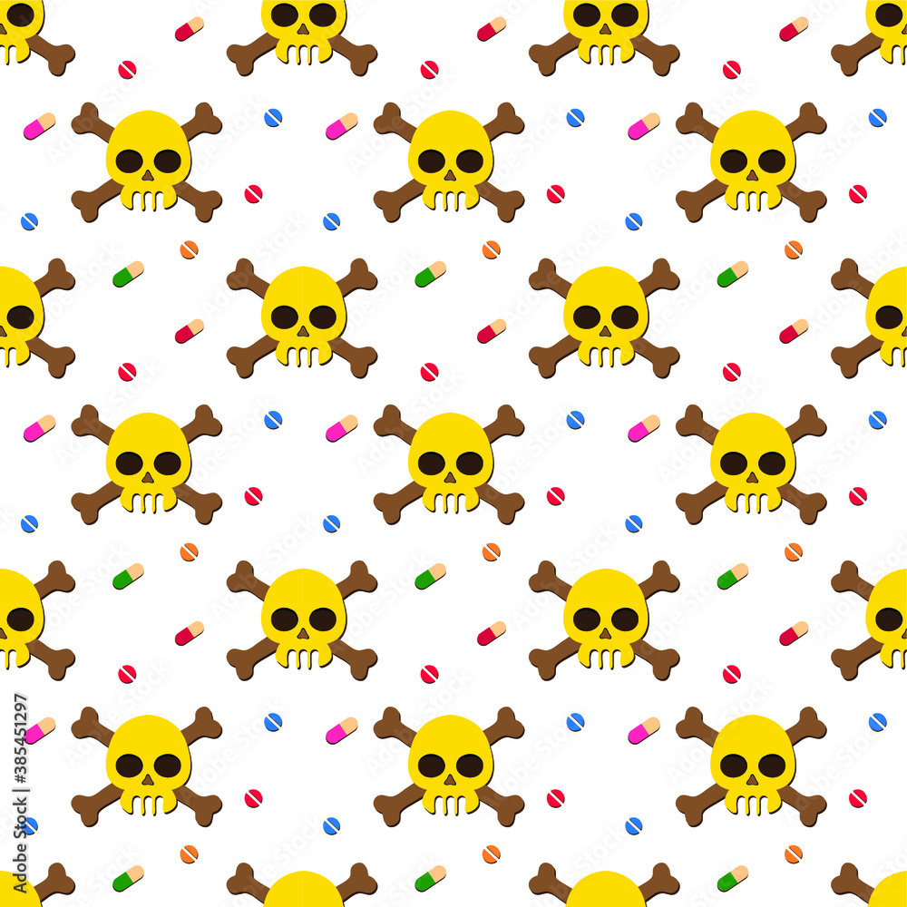 Seamless pattern with death emblem, Vector texture illustration. Seamless pattern with death emblem, Vector texture illustration.