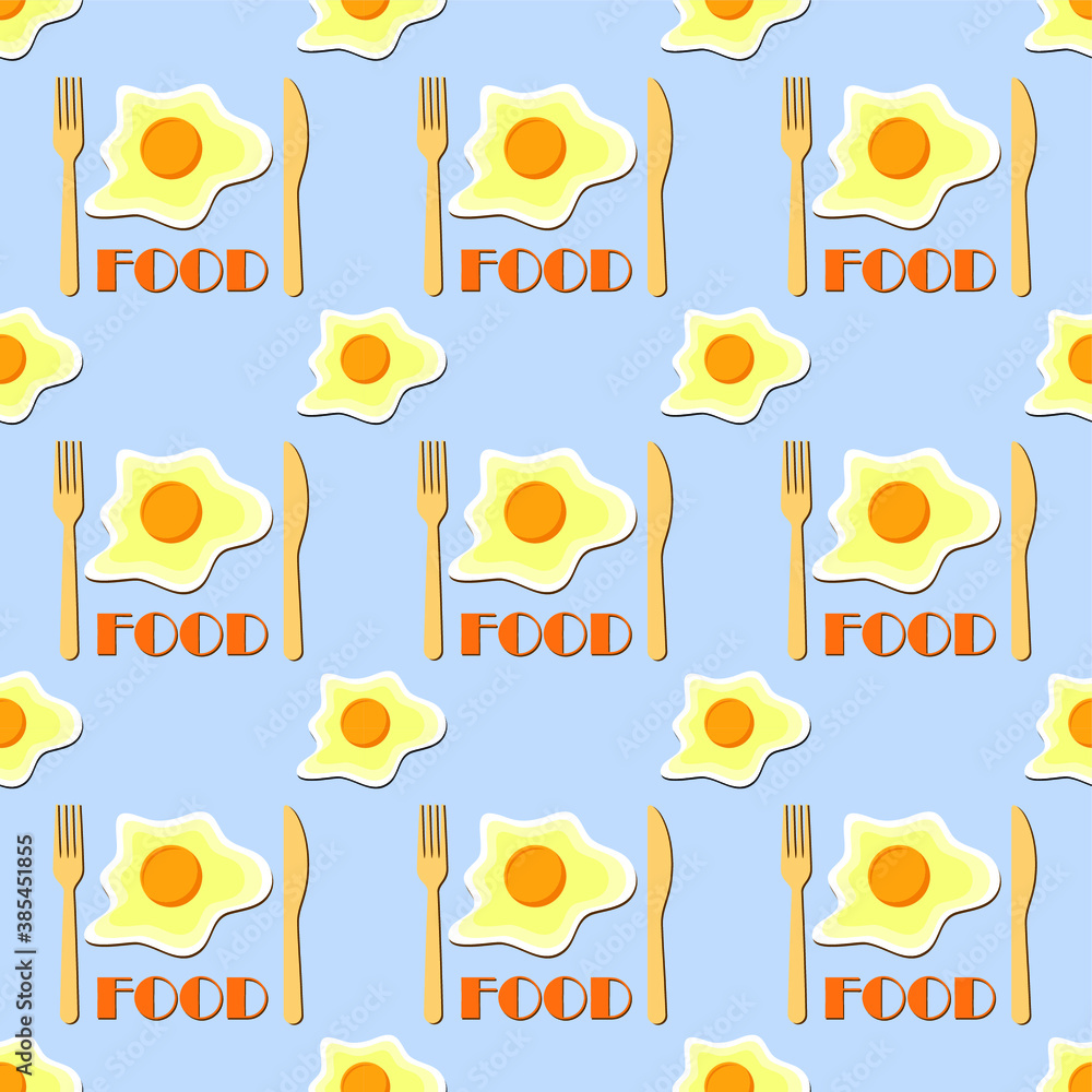 Seamless pattern with fried egg. Vector texture illustration.