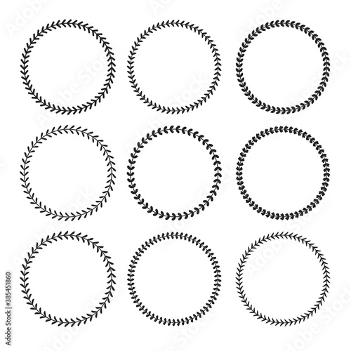 Beautiful circular dot frames Black dot halftone Isolated on white background.