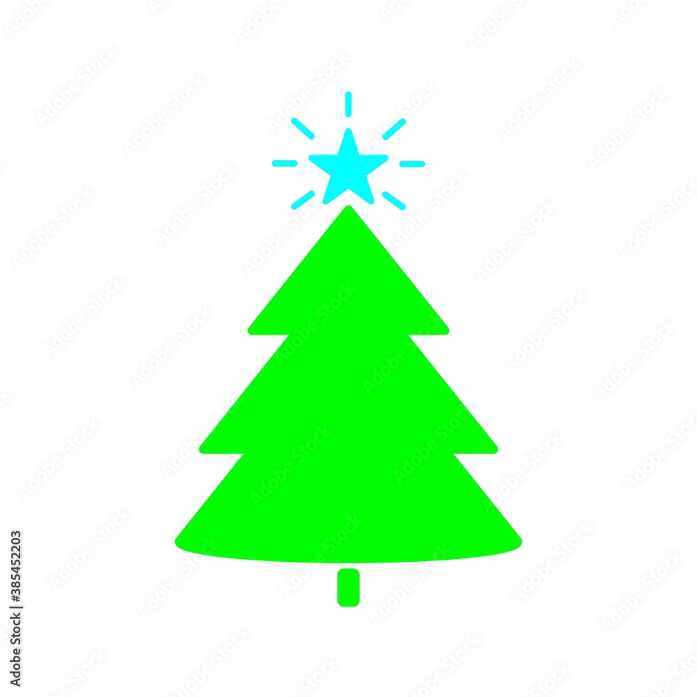 Isolated christmas tree green icon with star Isolated christmas tree green icon with star