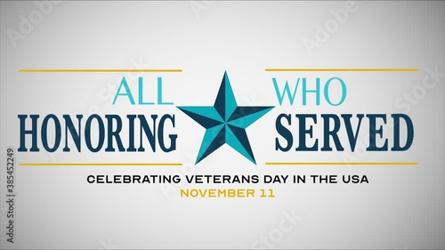 Veterans Day, Honoring all who served, USA Flag, HD animation