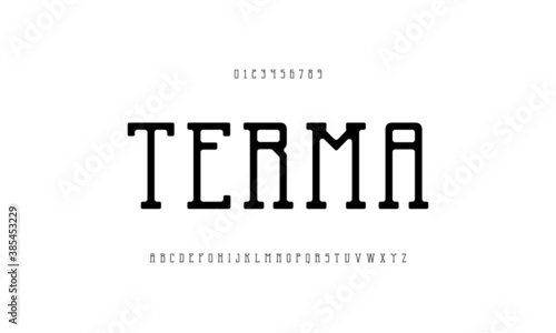 Retro Slab Serif Alphabet Vector Font. Type letters and numbers.