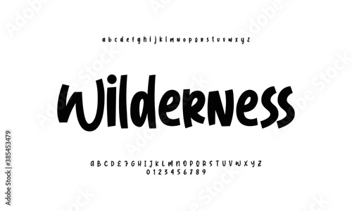 Kids font alphabet. Doodle fonts set. Uppercase, lowercase, and number.