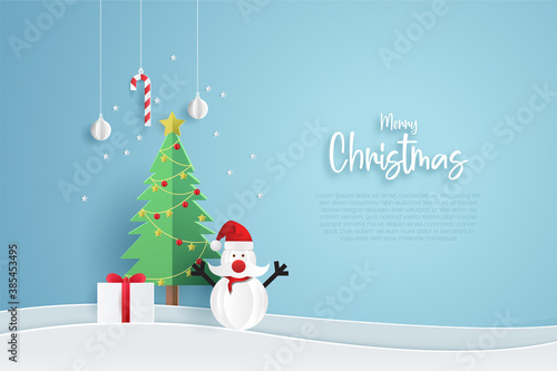 Merry Christmas banner template. illustration vector with paper cut style.