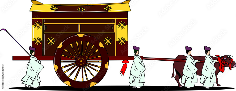 日本の昔の貴族が乗る伝統的な牛車 Stock Vector | Adobe Stock
