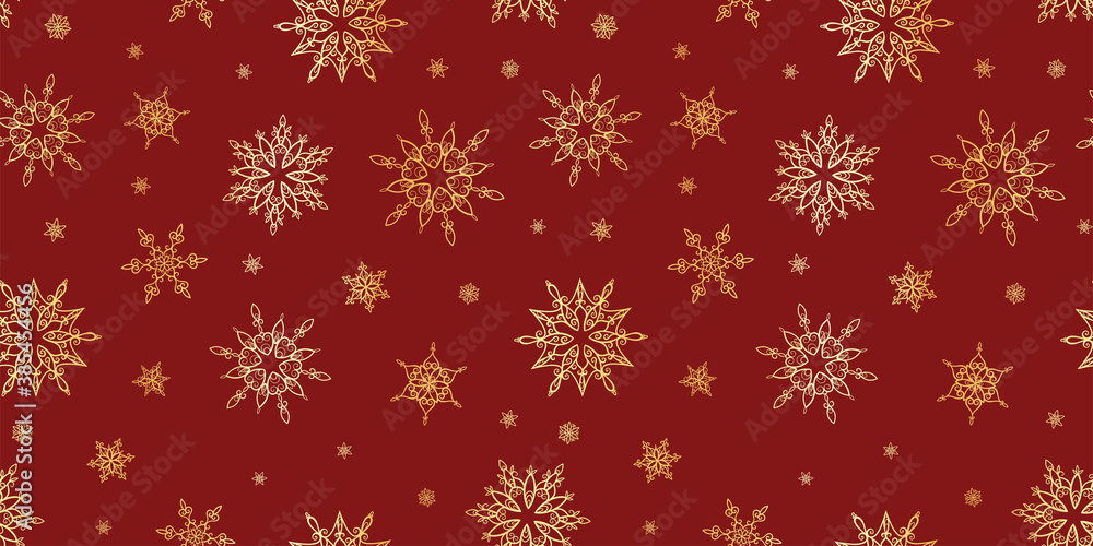 Lovely hand drawn snowflakes seamless pattern, cute winter background, great for Christmas, textiles, banners, wallpapers - vector design Lovely hand drawn snowflakes seamless pattern, cute winter background, great for Christmas, textiles, banners, wallpapers - vector design