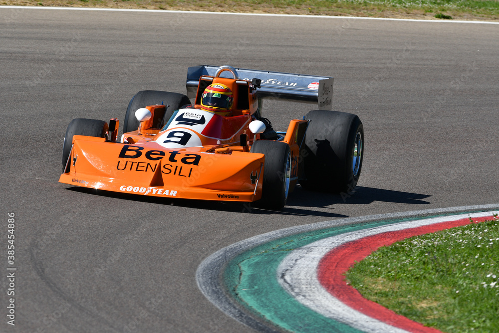 Imola, 27 April 2019: Historic F1 March-Cosworth 751 1976 ex Peterson -  Brambilla driven by unknown in action during Minardi Historic Day 2019 at  Imola Circuit in Italy. Photos | Adobe Stock