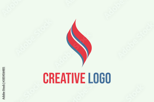 Wave or fire Vector Logo forming flags or wings with initials "S" or "SS" or "n" or "I". Usable for general business logos.