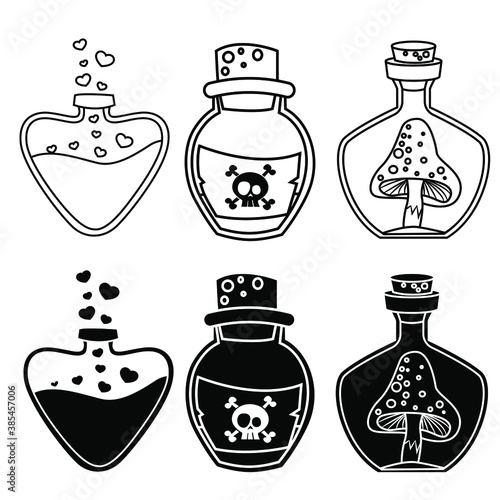 Magic potion icon vector set. alchemy illustration sign collection. Halloween symbol.