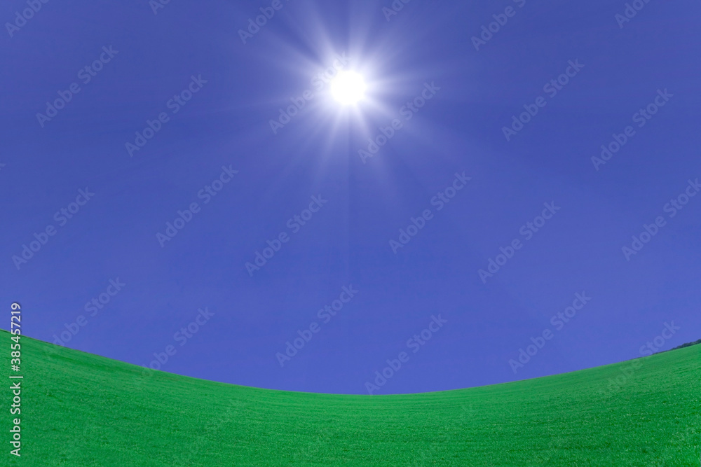 緑の草原と太陽