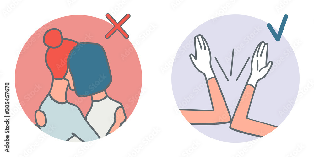 The elbow icon is a welcome sign, instead of hugs to prevent the spread of the coronavirus during quarantine protection from 2019nCoV. Stock cartoon illustration isolated on white background. The elbow icon is a welcome sign, instead of hugs to prevent the spread of the coronavirus during quarantine protection from 2019nCoV. Stock cartoon illustration isolated on white background.