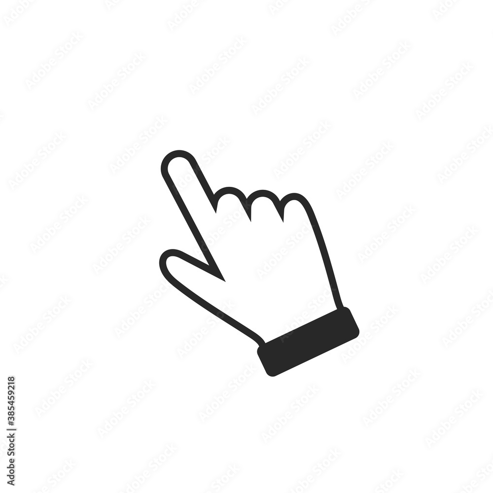 Clicking finger icon, hand pointer on white background vector Clicking finger icon, hand pointer on white background vector