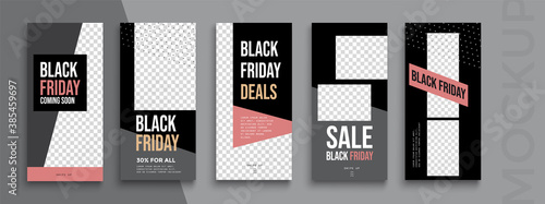Black Friday Sale. Trendy editable Instagram Stories template. Design for social media.	