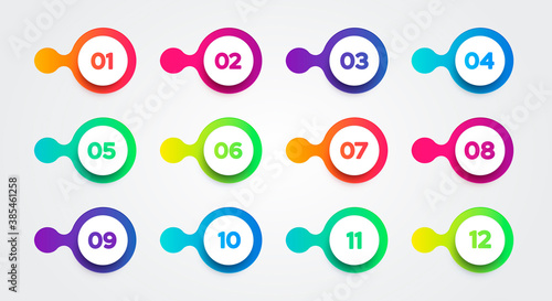 Vector Illustration Colorful Liquid Bullet Point Set