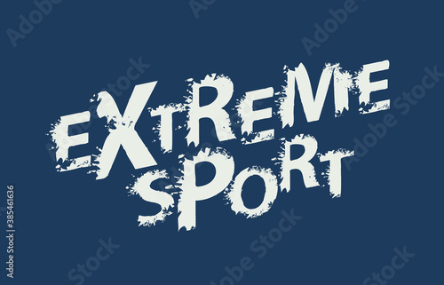 Extreme sport lettering with grunge letters on a blue background. Sport typography, t-shirt design, poster, banner, label, graphic print, flyer, sticker, card. Vector print in graffiti style
