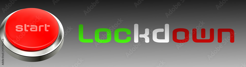 Ein Button und Lockdown Italien wegen Corona Virus Ein Button und Lockdown Italien wegen Corona Virus