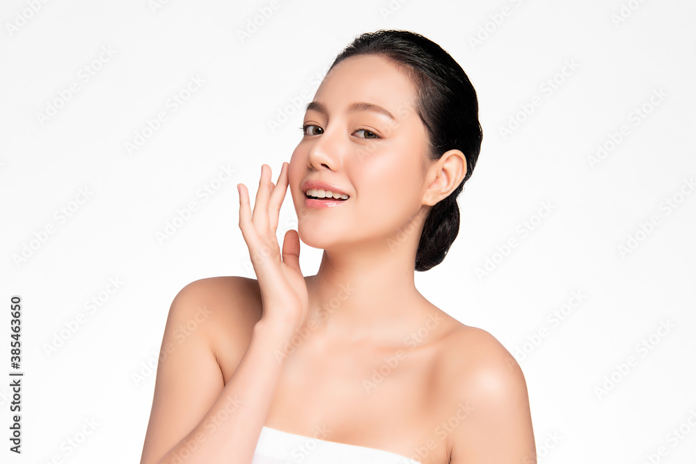 Beautiful young asian woman with clean fresh skin on white background, Face care, Facial treatment, Cosmetology, beauty and spa, Asian women portrait Beautiful young asian woman with clean fresh skin on white background, Face care, Facial treatment, Cosmetology, beauty and spa, Asian women portrait