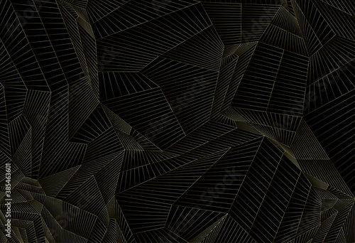 Luxury background with golden geometric lines mesh on black background. Vector illustration