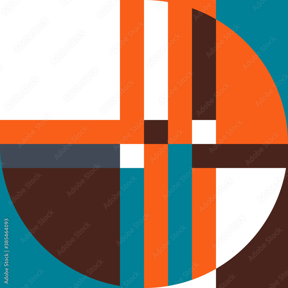 Vector abstract geometric background with shapes and bold colors. Retro illustration in bauhaus style.