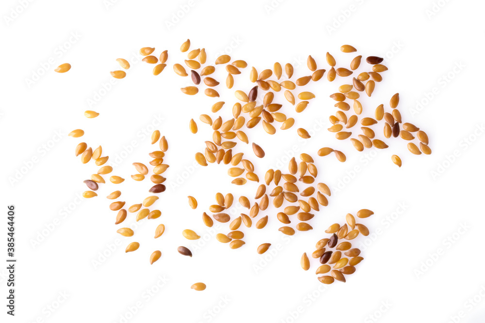 Flax seed Healthy food isolated on a white background.  Breakfast ingredients. Dieting and lose weight.